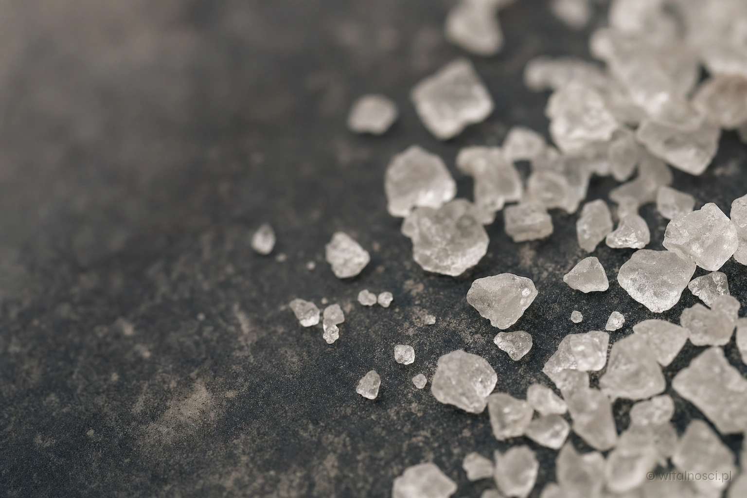 Kryształy soli mineralnej z bliska